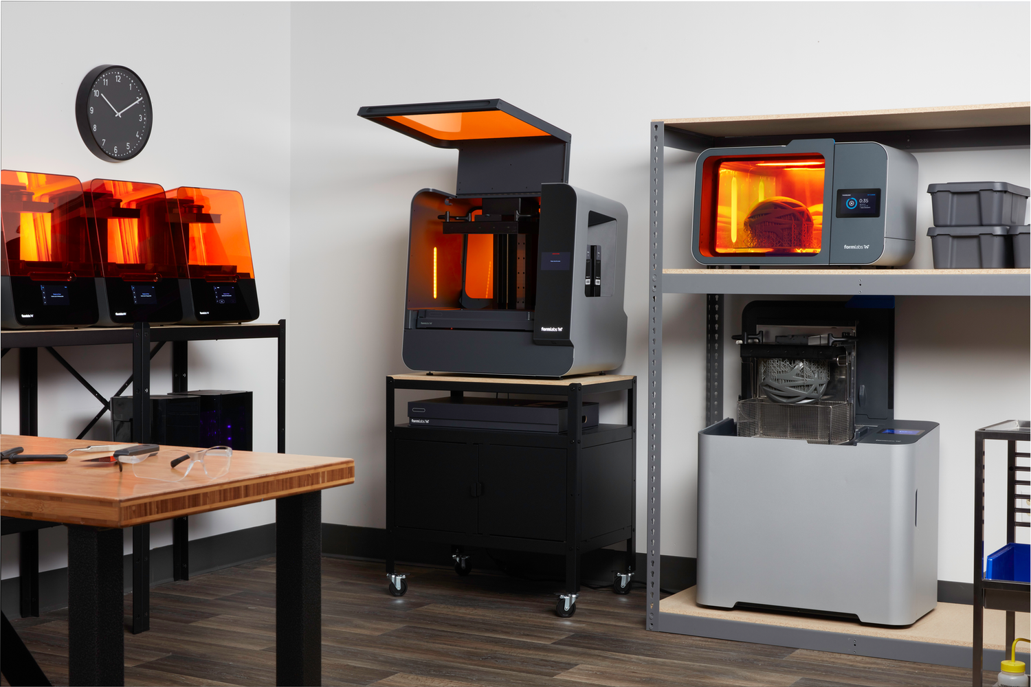 Image showing Formlabs Form 3, Form 3L, For Cure L, & Form Wash L. Shop additive manufacturing printers, resins and accessories | eacadditive.com.